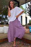 Arbi Gingham Pocket Culotte Pant Aubergine